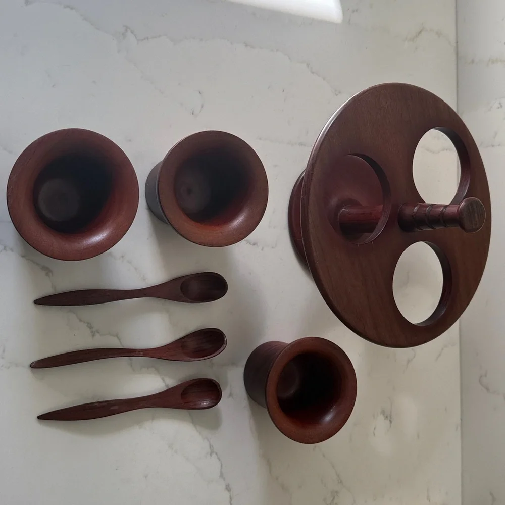 Vintage Mid Century Wooden Condiment Holder